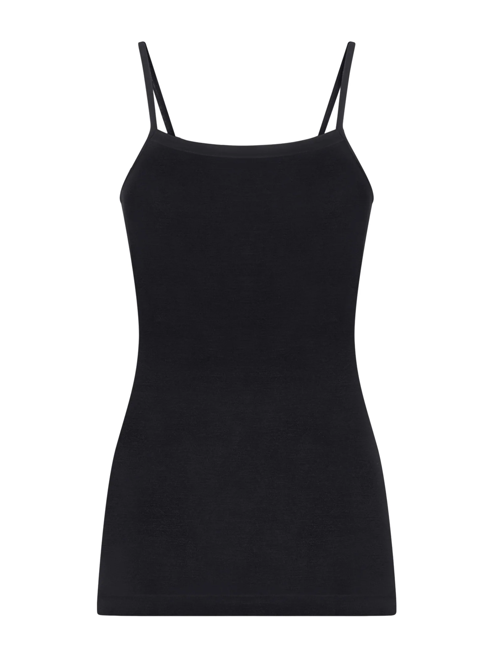 Wonderwool - Top in lana ultrafine con profili in raso - Nero